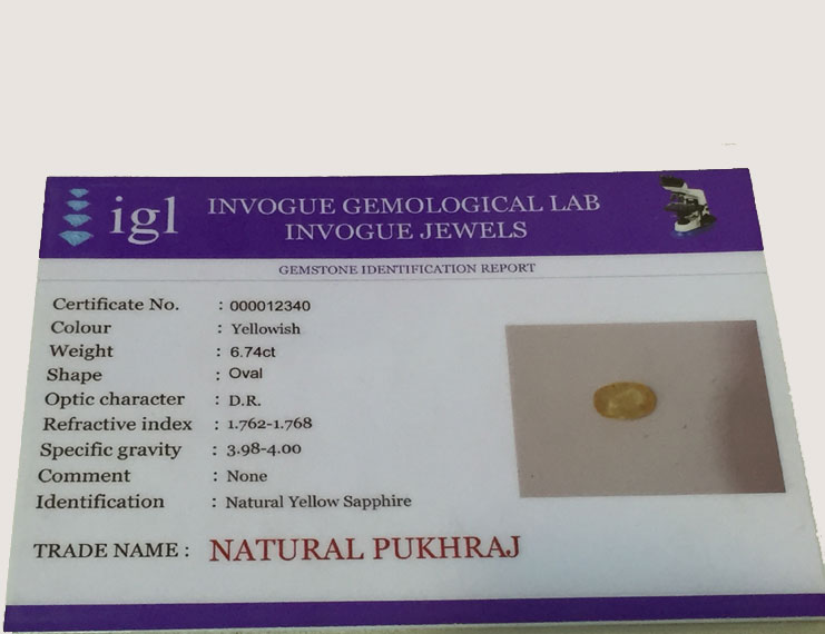 6.74 ct/7.50 ratti Natural Certified Ceylon Pukhraj/Yellow Sapphire